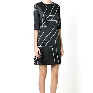 Rag & Bone Black and White Pattered Silk Dress